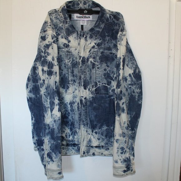 Blue Tunellus Men's Tie Dye Denim Jacket size L - Picture 2 of 12